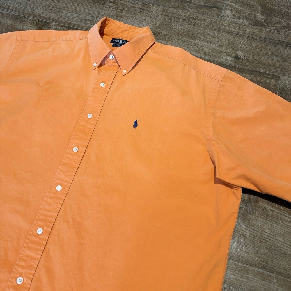 Vintage Polo Ralph Lauren Blake Shirt XL Orange Short Sleeve Button Up Preppy